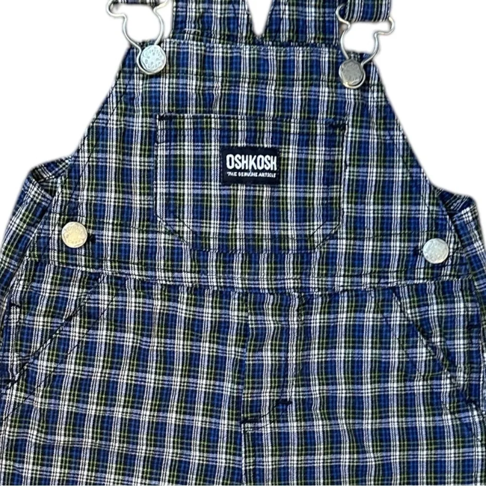 Vintage OshKosh B’Gosh Overalls Baby Toddler Boy Plaid Overalls Shortalls